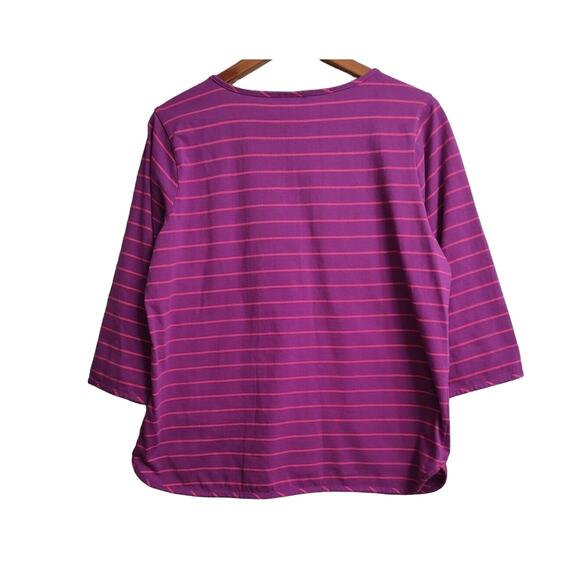 Bob Mackie Wearable Art Women's Purple Pink Stripped Tunic Pullover Size Medium - Picture 2 of 5
